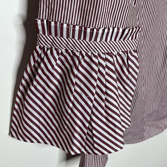 Talbots Flare Sleeve Striped Top Red Womens XS Preppy Bell Nautical Ruffled - Picture 2 of 6